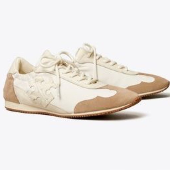 NWT Tory Burch Vintage Authentic Double T Trainer Sneakers White/ Ivory/ Size 7M - Picture 11 of 16